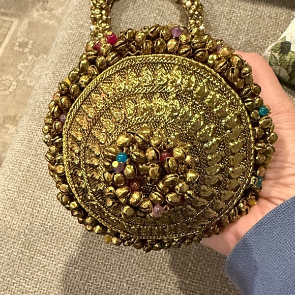 New Ramla Gold and Multicolor Beaded Women's bag - Picture 4 of 7